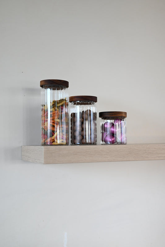 Voorraadpot groveglass long - Acacia Deksel 1000cc