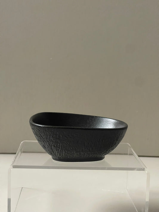 Stone asymmetrical serving bowl black