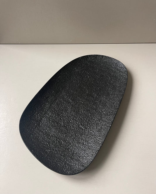 Stone asymmetrical long plate black