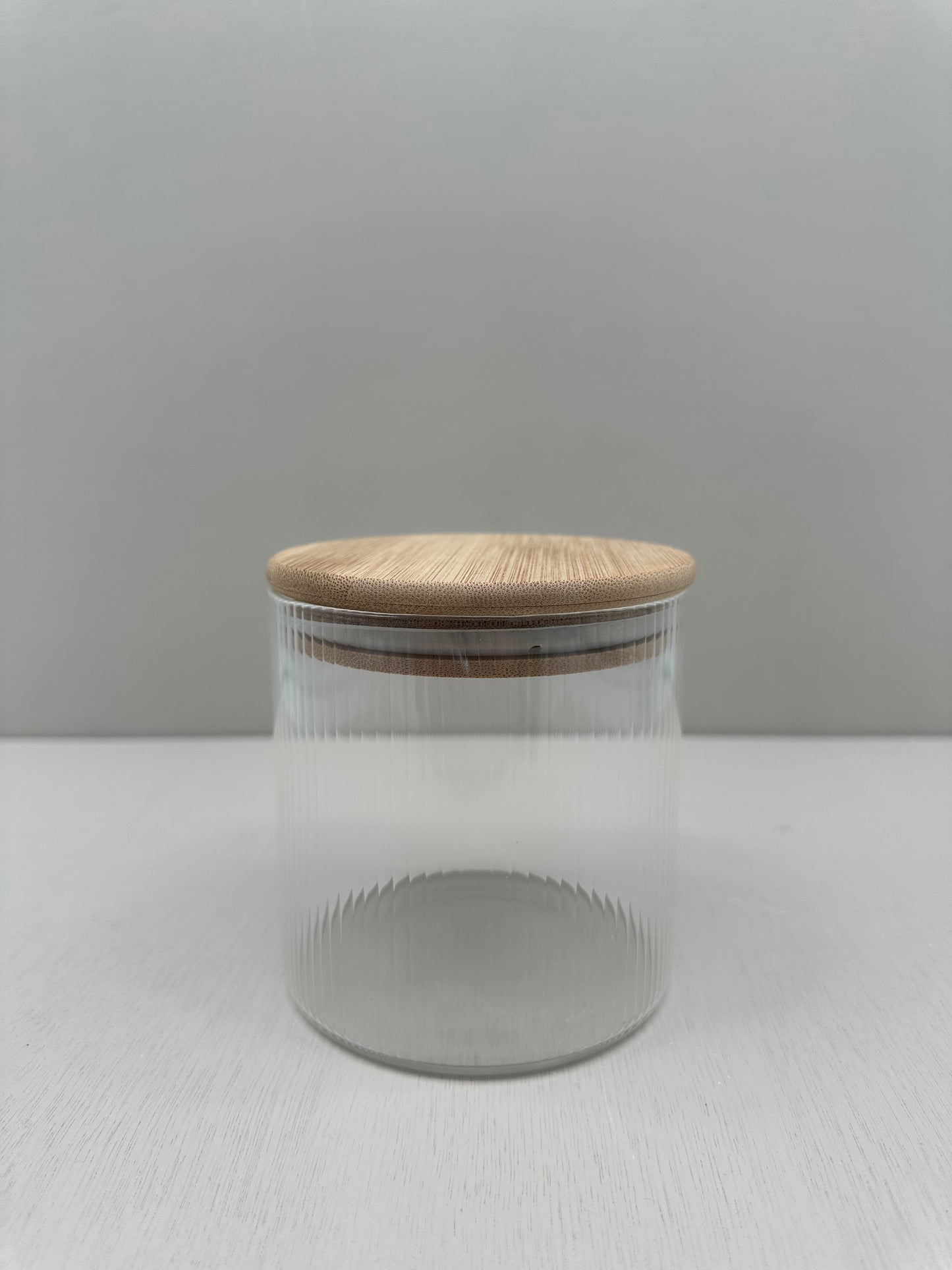 Voorraadpot ribbleglass middle - bamboe deksel - 970 ml