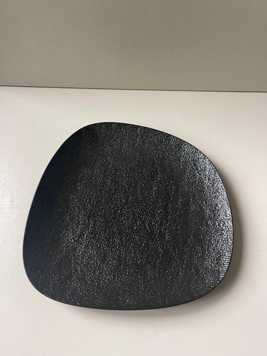 Stone asymmetrical breakfast plate black