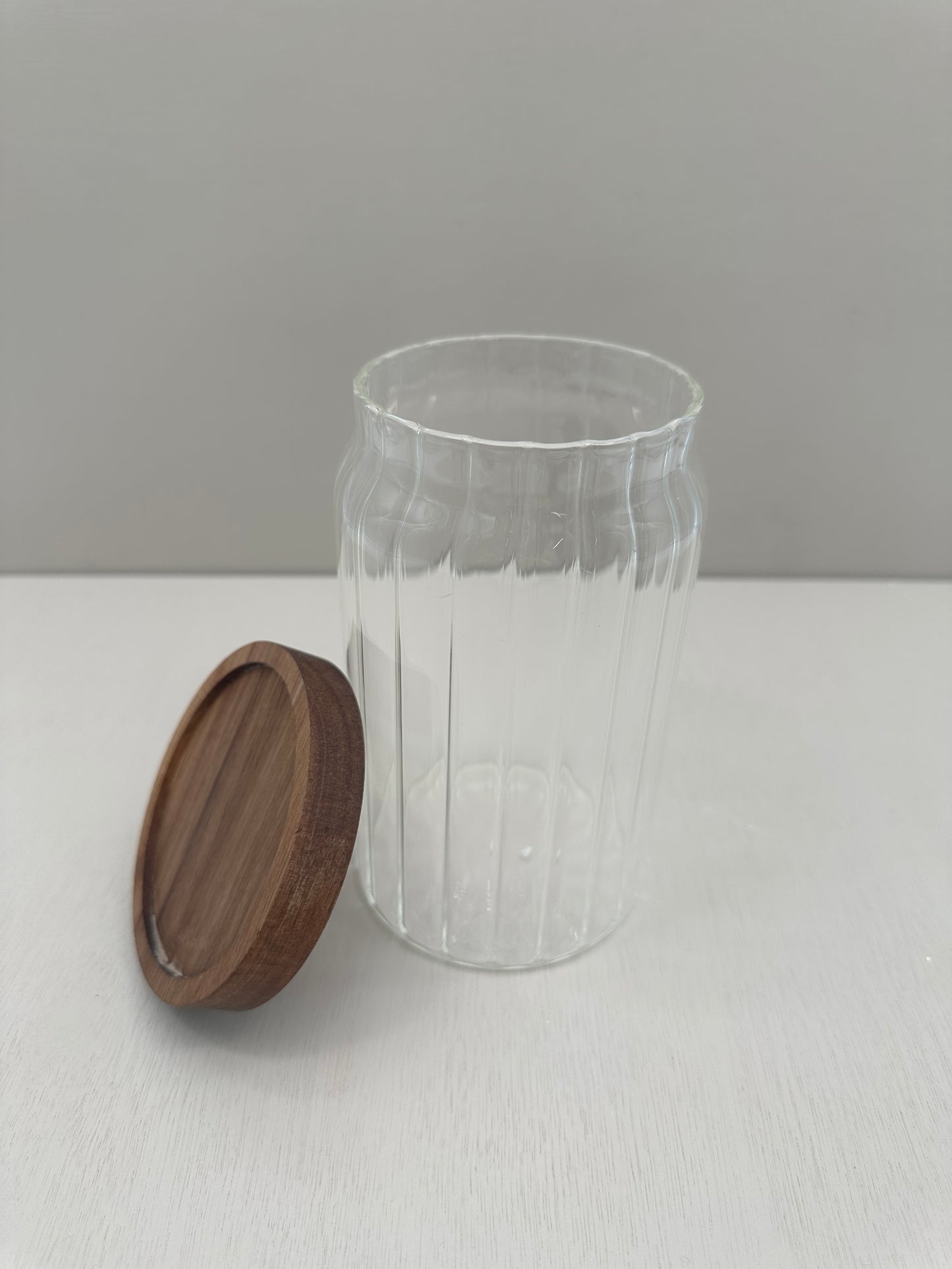 Glazen Voorraadpot ribble met Acacia Deksel 800cc