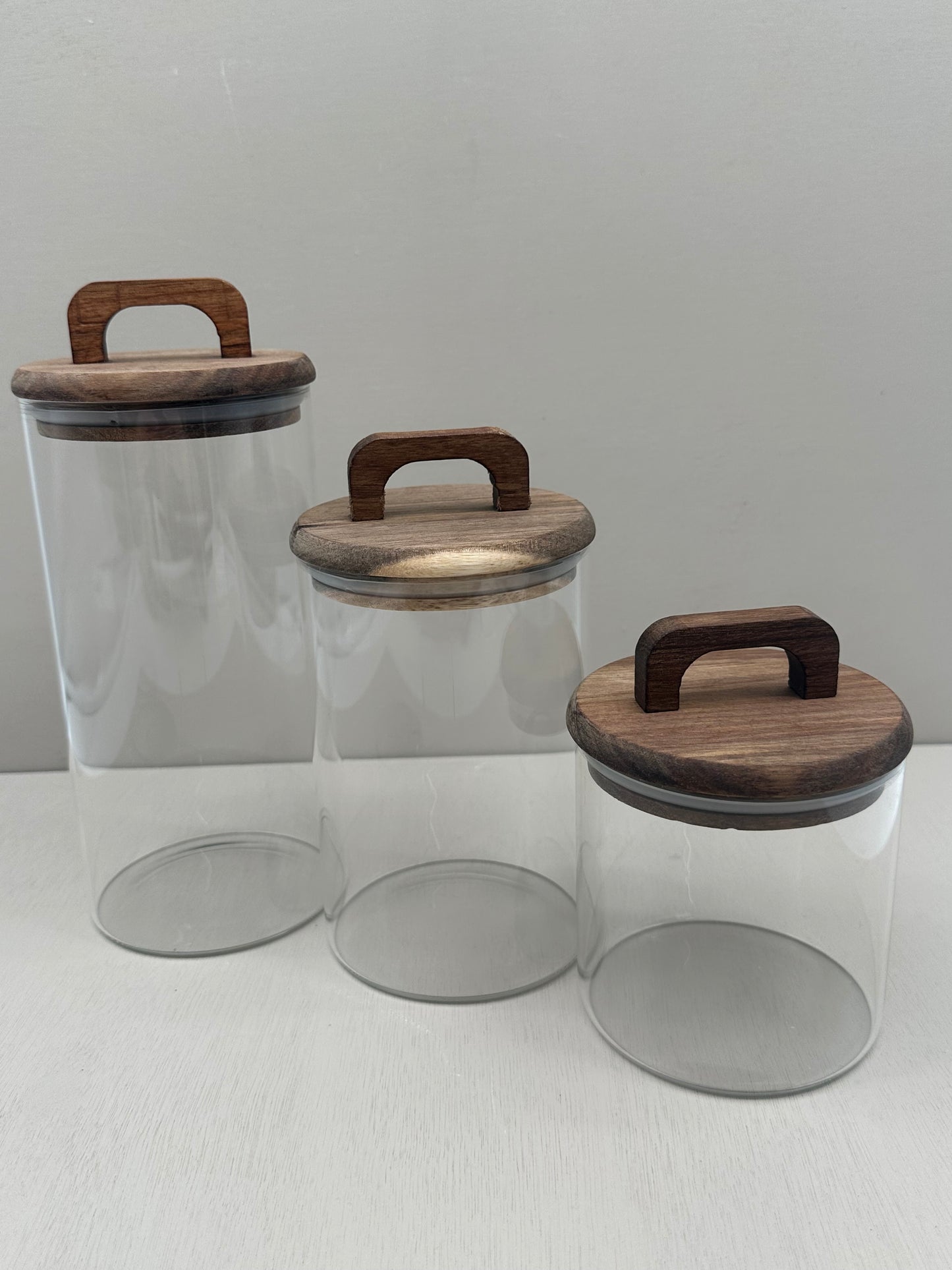 Voorraadpot groveglass middle - Acacia Deksel 800 cc