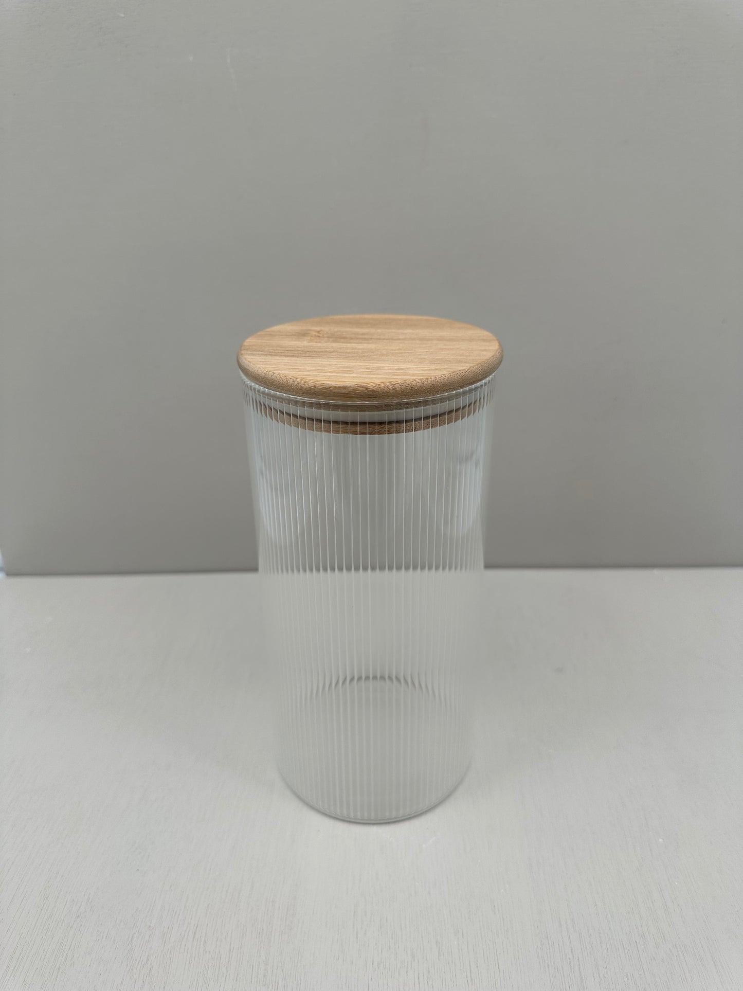 Voorraadpot ribbleglass long - bamboe deksel - 1300 ml