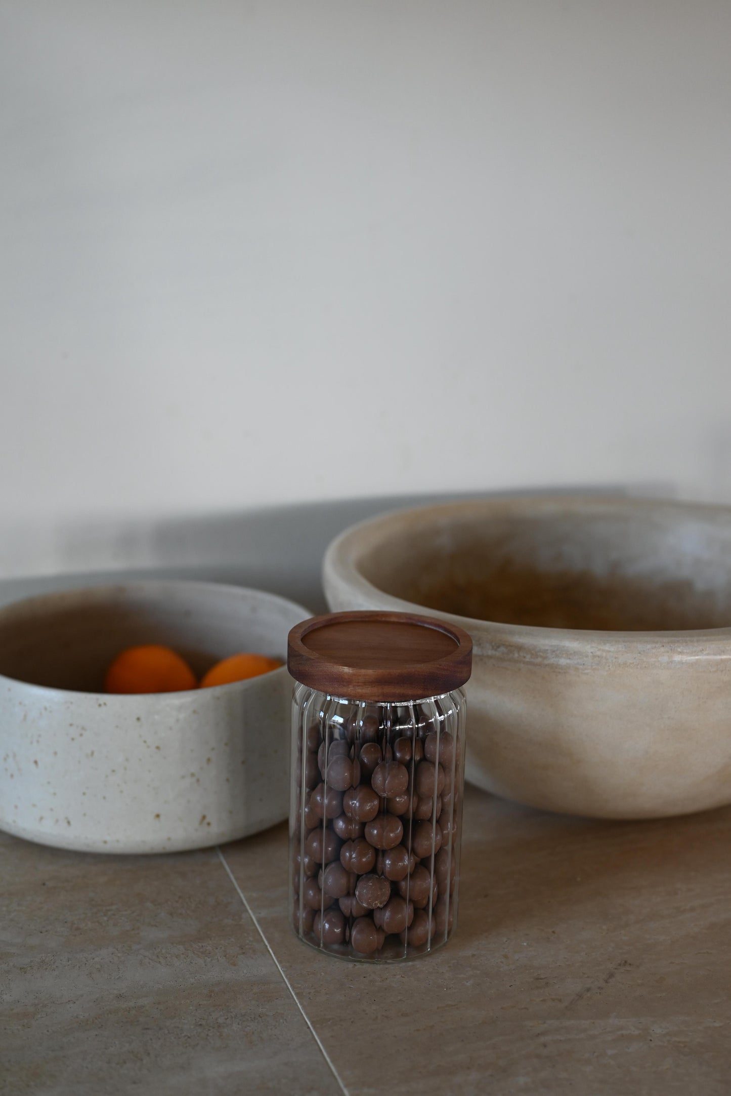 Glazen Voorraadpot ribble met Acacia Deksel 800cc