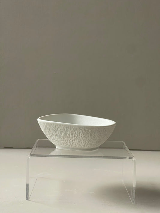 Stone asymmetrical serving bowl