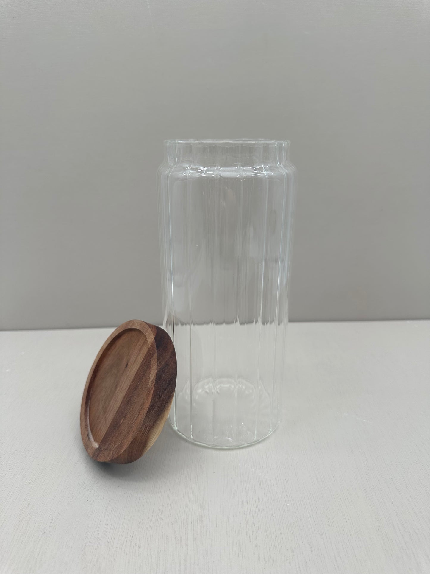 Voorraadpot groveglass long - Acacia Deksel 1000cc