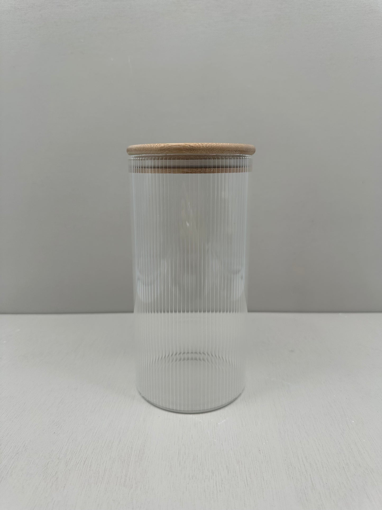 Voorraadpot ribbleglass long - bamboe deksel - 1300 ml