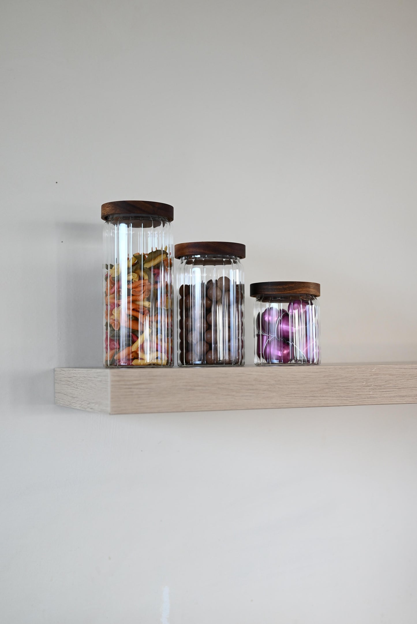 Voorraadpot groveglass long - Acacia Deksel 1000cc