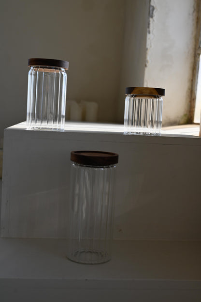 Voorraadpot groveglass long - Acacia Deksel 1000cc