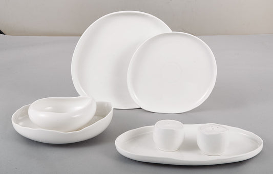 27-delige organische porseleinen dinnerset – wit