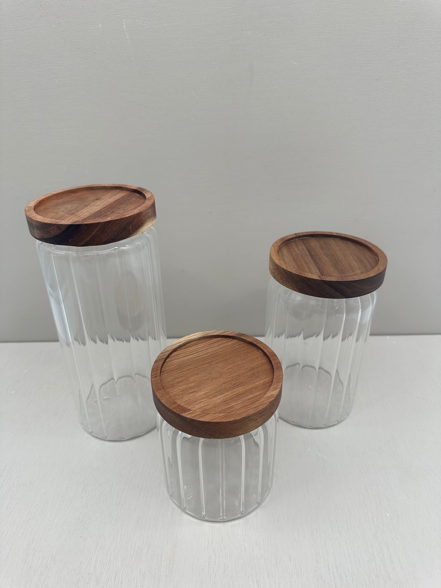 Voorraadpot groveglass long - Acacia Deksel 1000cc