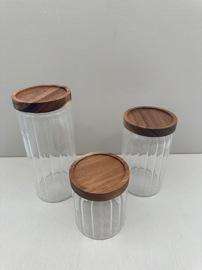 Voorraadpot groveglass long - Acacia Deksel 1000cc